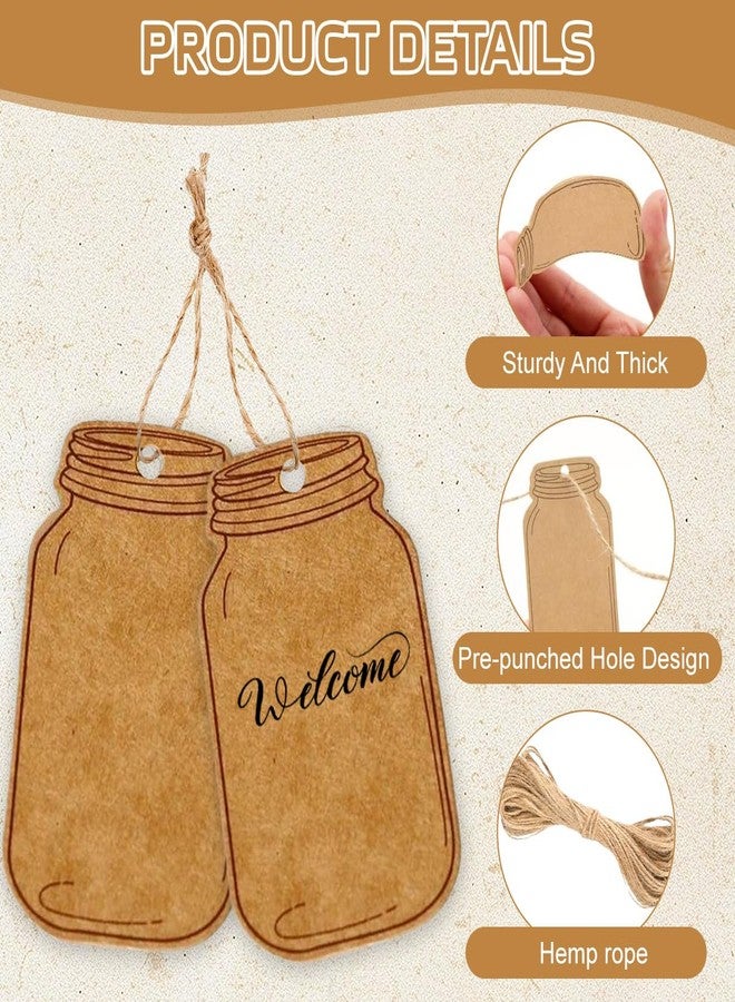VANTOBEST 100Pcs 2.56 x 1.38 Inch Vintage Kraft Paper Gift Tags Blank Mason Jar Bottle Labels with Jute Twine for Wedding Party Favors and DIY Craft - Image 3